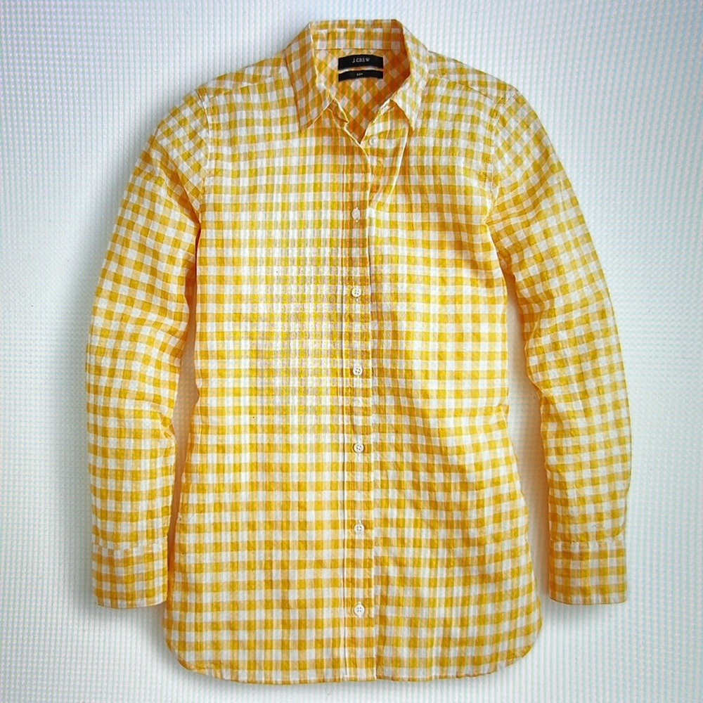 JCrew Petite Relaxed Shirt in Crinkled Gingham